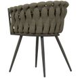 Fauteuil de table en tissu Taupe et métal noir mat (x2) - TESSA - Confort d'assise et look très déco-2