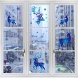 BQ075AB 2 pièces Autocollant flocons de neige bleu de noël, 30cm × 20cm, décoration de fenêtre en verre, auto-2