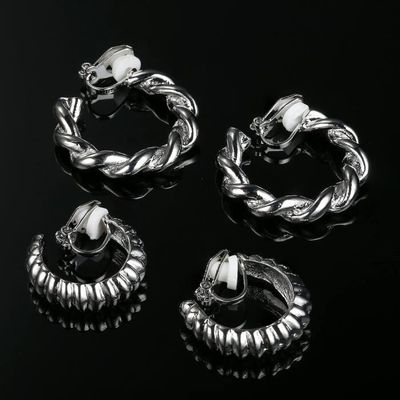 Kakonia 6 Paires Boucles D'Oreilles à Clip Pour Femmes & Filles - Perles Cristal Strass Argent Or Rose Pendantes, Idéales Non Percées