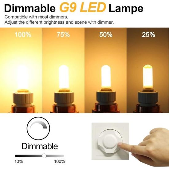 Ampoule G9 Led Dimmable 4.2W G9 Led Blanc Chaud (Remplace 42W Halogène)  470Lm Ac220-240V 2700K Sans Scintillement Ampoule Led[J2875]