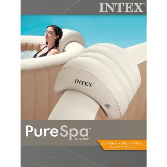 INTEX Appui Tête Pure Spa Gonflable 39 x 30 x 23 cm Beige Ergonomique Relaxant 