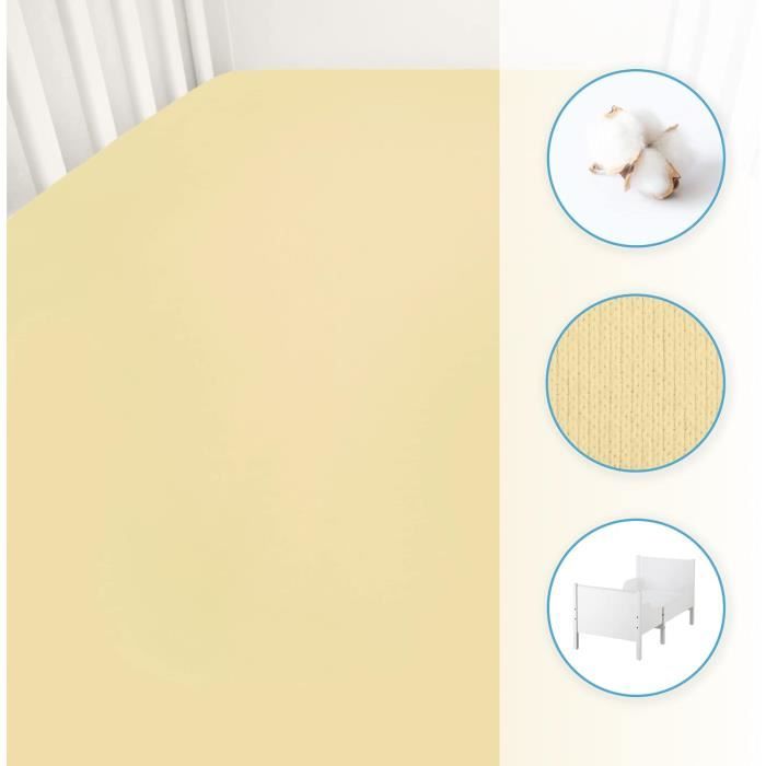 Bloomsbury Mill – Lot De 2 Draps-Housses En Jersey 100% Coton Bio Pour Couffins - 28x75cm - Blanc