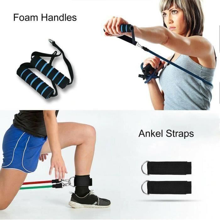 Set Bandes De Résistance Pullup & Dip 11 Pièces - Tubes Fitness Avec Poignées, Ancre Et Sac De Transport