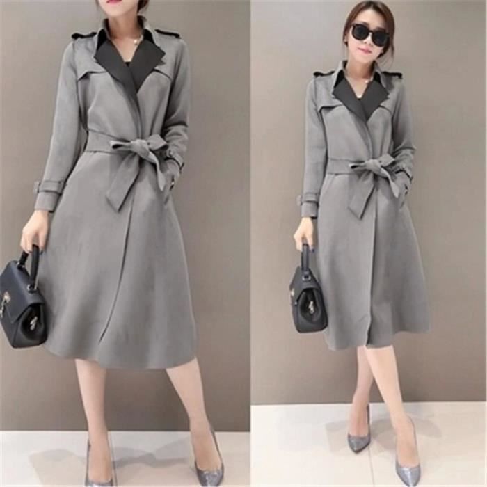 Trench en daim pour femme Marque Type light tan Long elegant pardessus rouge