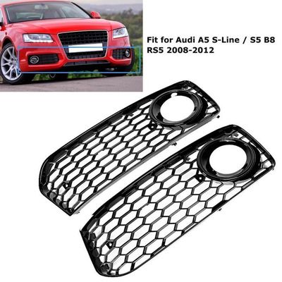 FENVY Pare-Chocs Avant Antibrouillard Grille Antibrouillard Couverture,pour Audi A5 S-Lines S5 2013-2016 8T0807681 8T0807682K,Remplacement De