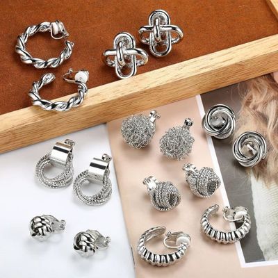 6 Paires Boucles D'Oreilles à Clip Pour Femme - Perle Cristal Strass - Argent Or Rose - Sans Percer