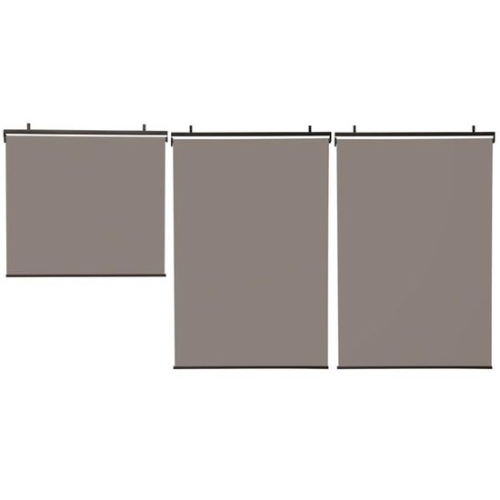 IDMarket - Lot De 3 Stores Enrouleurs Pour Pergola - 124x225 Cm - Taupe - Polyester