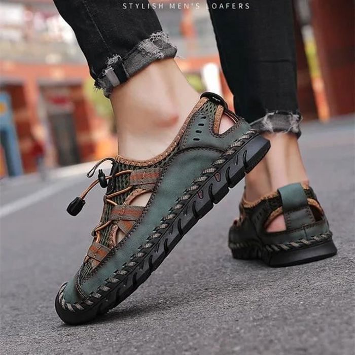 Sandales d ete respirantes pour hommes nouvelle collection mode romaine maille faite a la main chaussures decontractees
