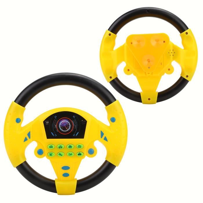 Volant Jouet 360° – Avec Sons Et Lumières, Ventouse, Plastique ABS, 20x19,5x6 Cm, Pour Enfants Dès 3 Ans, Jaune