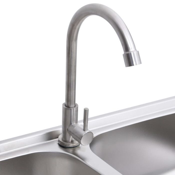 Évier de camping Double lavabo avec robinet-Vasque Acier inoxydable 424251
