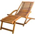 Chaise de terrasse en bois d'acacia solide - Chaise longue - Transat - Bain de soleil-0