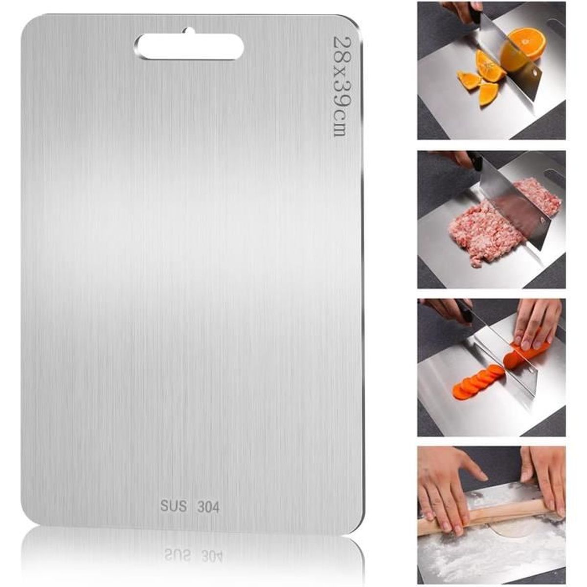 Planche à Découper Titane Cuisine Inox - Surface Hygiénique Robuste Pour Viande, Légumes & Fruits (Lot De 2)