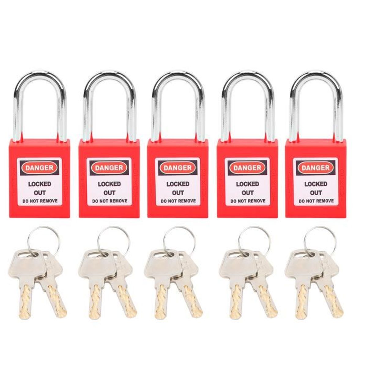 Cadenas de sécurité 5 Ensembles Serrure de Verrouillage 38mm Isolation LOTO Nylon PA Acier