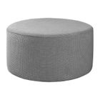 Housse de pouf - HOMYL - Rond - Gris - Polyester - Extensible - Amovible