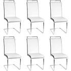 JEOBEST® Lot de 6 chaises de Salle à Manger Leticia piètement chromé et revêtement PU (Blanc et Noir)