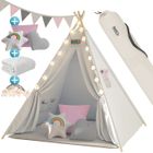 Spielwerk® Tipi enfant Rose Diamant avec tapis Tente de jeu Enfants Guirlande lumineuse Tapis de jeu 3 coussins Chambre d'enfant