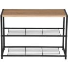 WOLTU Banc Etagère à chaussures avec 2 étagères,Meuble de rangement pour 6 paires de chaussures,Etagère en bois et métal