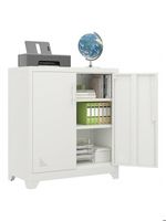 DWVO Caisson de bureau rangement bureau avec 2 étagères réglables armoire de bureau en acier 80 x 40 x 90 cm Blanc