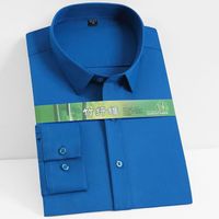 Chemise-chemisette,Chemise de base à manches longues pour homme,décontractée,à carreaux et rayures,confortable- Bleu[D81989]