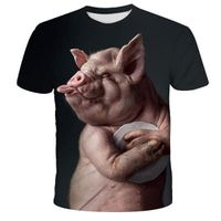 tee shirts imprimé en 3D,Amusant nouveauté animal cochon vache chien orang-outan mouton série T-shirt hommes et femmes 3D imprimé t