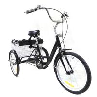Tricycle de 20 pouces tricycle adulte Tricycle à trois roues avec panier + sièges pour enfants
