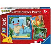 Puzzle pour enfants 3x49 pièces Pokémon - Salamèche, Bulbizarre et Carapuce - Dès 5 ans - 3 posters inclus - 05586 - Ravensburger
