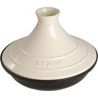 STAUB Plat a Tajine en Fonte, Couvercle Ceramique, O 28 cm, Creme