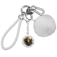 Ensemble de porte-clés blanc à motif Bélier mignon – Porte-clés pour femme en strass étincelant avec bracelet. 32