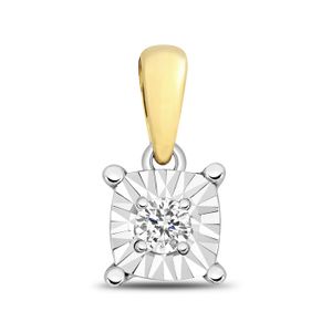 Pendentif En Or 9 Carats (375/1000) Avec Diamant 0.05 Carat - Ronde Brillante - Dimensions 18x10 Mm - Pour Femme
