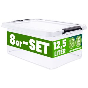 Boîte de rangement empilable avec couvercle et ouverture avant et arrière, 14 litres