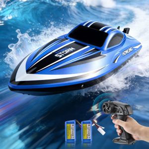 Bateau radiocommandé avec éclairage LED, 35 km/h, auto-montant, 30 minutes de temps de jeu, 2 batteries, télécommande 2,4 GHz - Jeux - Jouets Bateau radiocommandé avec éclairage LED, 35 km/h, auto-montant, 30 minutes de temps de jeu, 2 batteries, télécommande 2,4 GHz - Jeux - Jouets