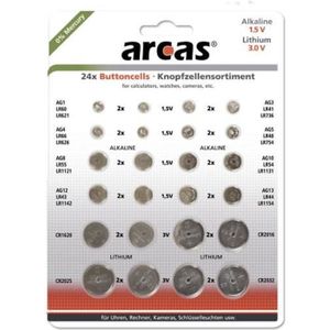 PILES Pack de 24 piles bouton Arcas AG1 till CR2032 0% M