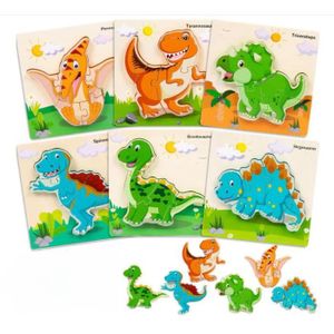 Puzzle en bois 11p animaux dinosaure enfant bébé pas cher 