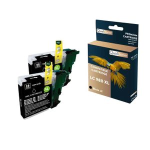 Cartouche Brother LC980XL Noir Compatible - Lot De 2 - Marque Qualitoner - Neuf