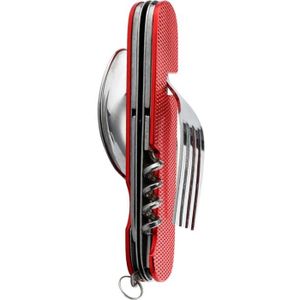 COUVERT CAMPING 6P GOMME ROUGE INOX