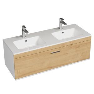 MEUBLE VASQUE - PLAN RUBITE Meuble salle de bain double vasque 1 tiroir