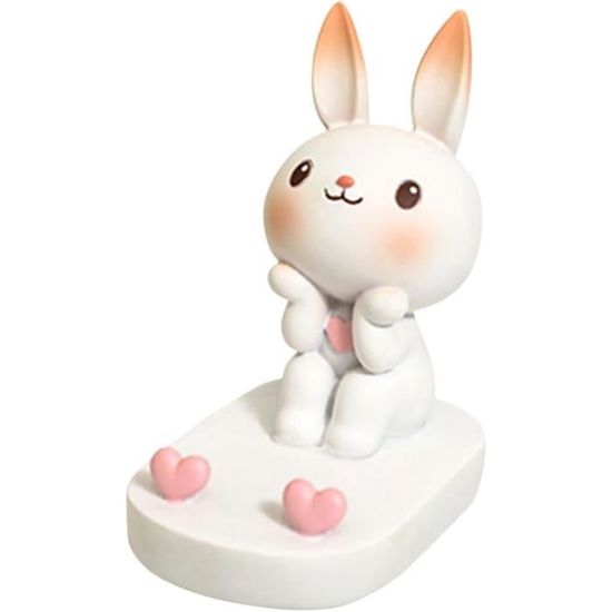 Support Téléphone Lapin Résine - Organisateur Bureau Mignon - Décoration Rose Ou Blanc - MoreChioce Support Telephone Lapin Pliable