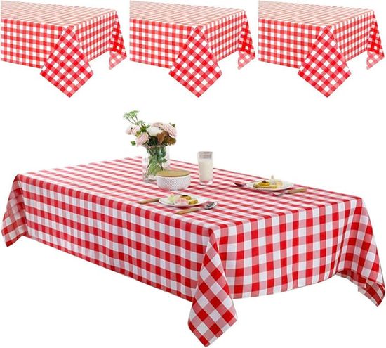 Nappes Rectangulaires Vache Rouge - Lot De 4 - 220x130 Cm - Thème Ferme Western - Pour Fêtes, Pique-niques, Décoration - 8