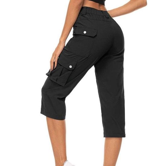 Pantalon De Cargo Femme Décontracté Regular Fit Cheville Élastique