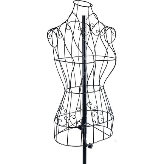 Mannequin De Couture Métal Vintage - Buste Décoratif Noir Réglable Comme Porte-Manteau