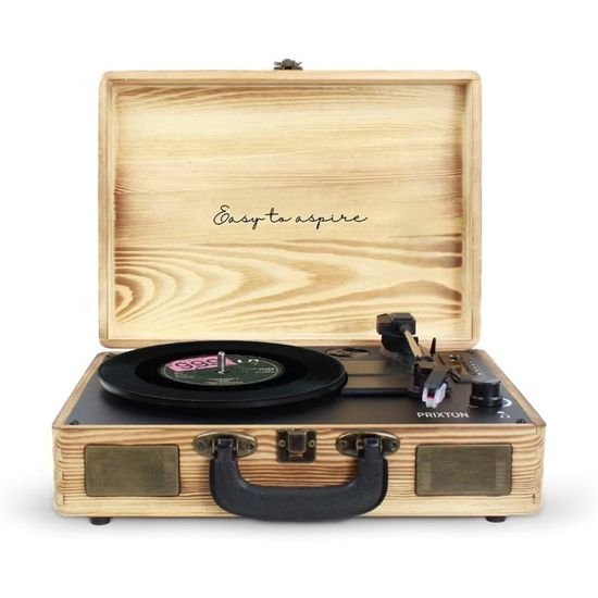 Lecteur Vinyle Rétro "Waves" Avec Haut-parleur Bluetooth - Sons De L'océan, Lumière RGB Réglable - Design Vintage Blanc Ou Vert - 3