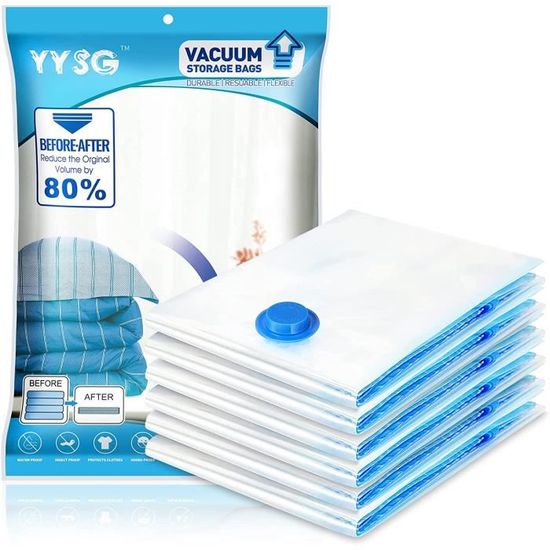 Sacs De Rangement Sous Vide AIyvisun - Lot De 6, 60x80 Cm, Pour Vêtements, Couettes, Gain De Place - Protection Poussière Et Humidité