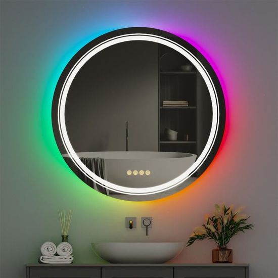 Miroir Salle De Bain LED Rond Doré 60cm LUVODI - Anti-Buée, Tactile Et Lumineux