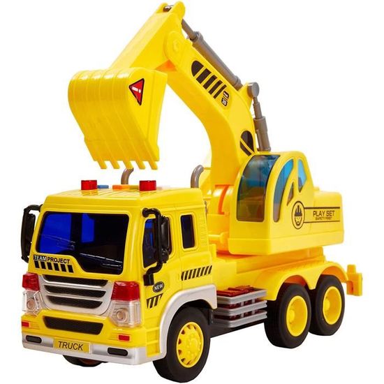 Taloit Jouet De Chantier – Grue à Tour 360° – Pelleteuse, Camion Benne, Rouleau – Aimants – 5 Figurines – Blocs Bois – Dès 2 Ans