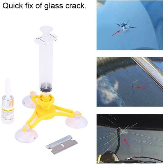 Dioche kit de réparation de vitre Kit de réparation de pare-brise automatique de voiture scellant de résine de fissure de verre