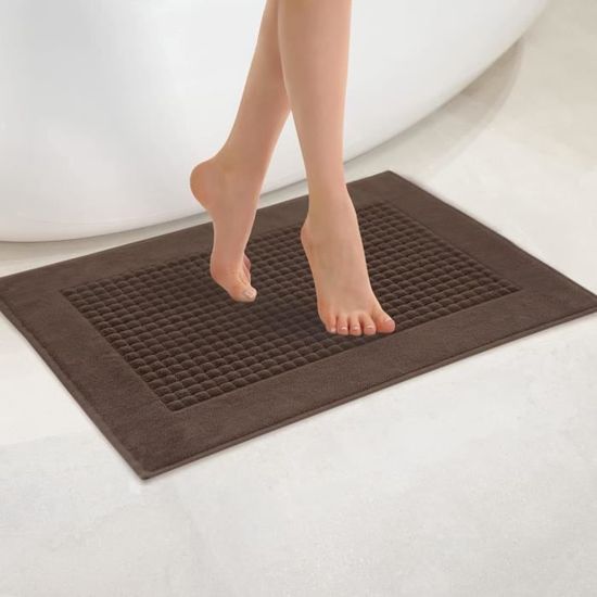 Tapis De Bain En Éponge 700 G/m² 50x70 Cm - Coton Absorbant, Marron Foncé