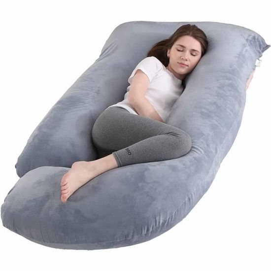 Housse De Coussin De Grossesse En U – Taie Amovible 150x80 Cm – Velours Cristal Doux – Lavable – Pour Femmes Enceintes Ou Allaitement