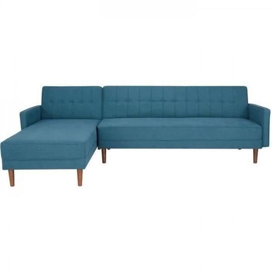 Canapé d'angle MOTALA Tissu Bleu 3 places Côté gauche