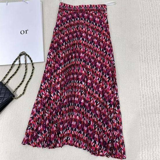 Ensemble 2 Pièces Femme Soie - Haut Sans Manches Et Jupe Longue Plissée - Style élégant été