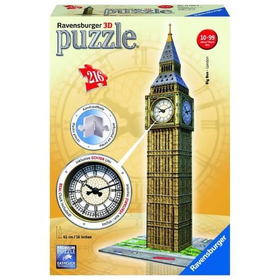 Puzzle 3D Big Ben - Ravensburger - 216 pièces - Thème Voyage et cartes